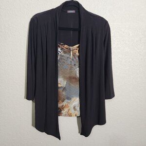 Cocomo Cardigan Blouse Animal Print Medium Black Tiger